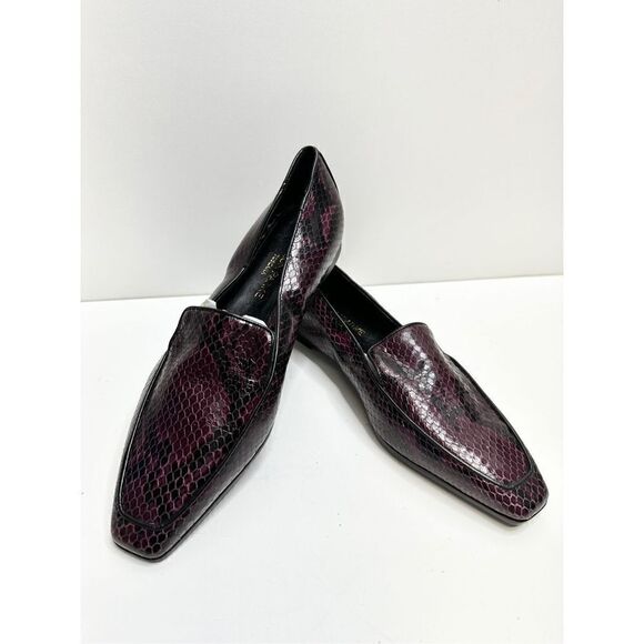 Marion Parke Shoes Womens Size 6.5US Python Snakeskin Loafers Purple Black - Picture 6 of 12